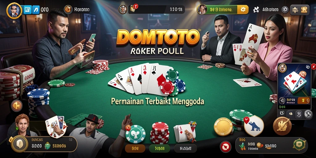 Screenshot menunjukkan aksi seru permainan Poker di DOMTOTO.