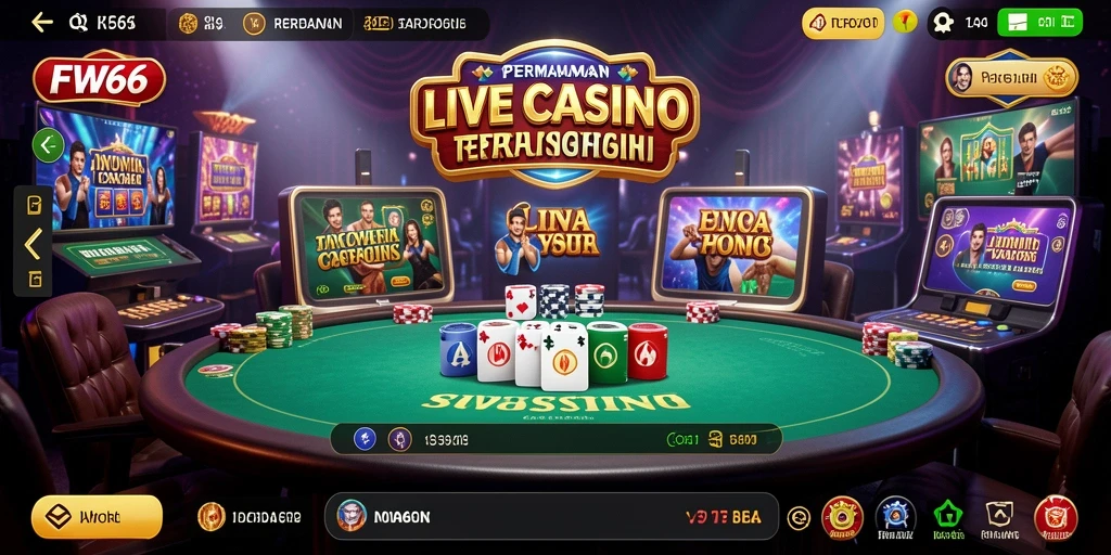 Screenshot gameplay Live Casino yang menunjukkan dealer profesional dan suasana kasino.