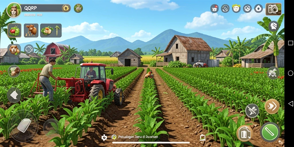 Tampilan gameplay QQRP yang menakjubkan saat bertani.