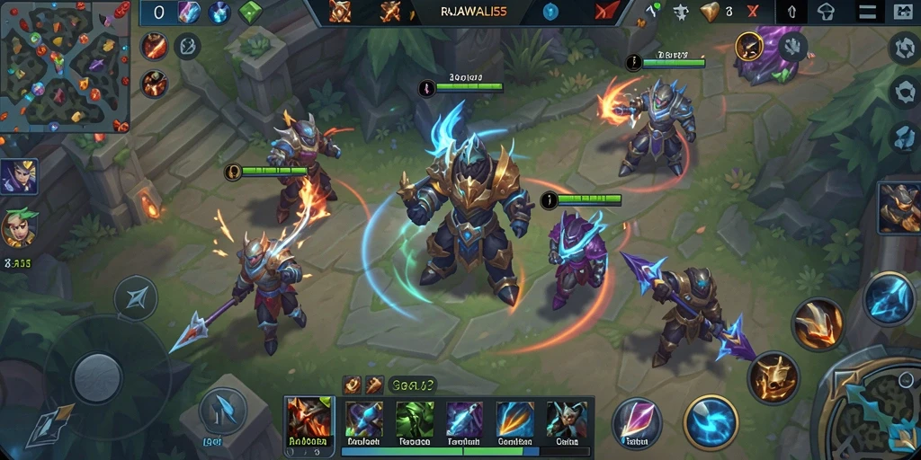 Screenshot RAJAWALI55 menampilkan aksi seru di arena MOBA.