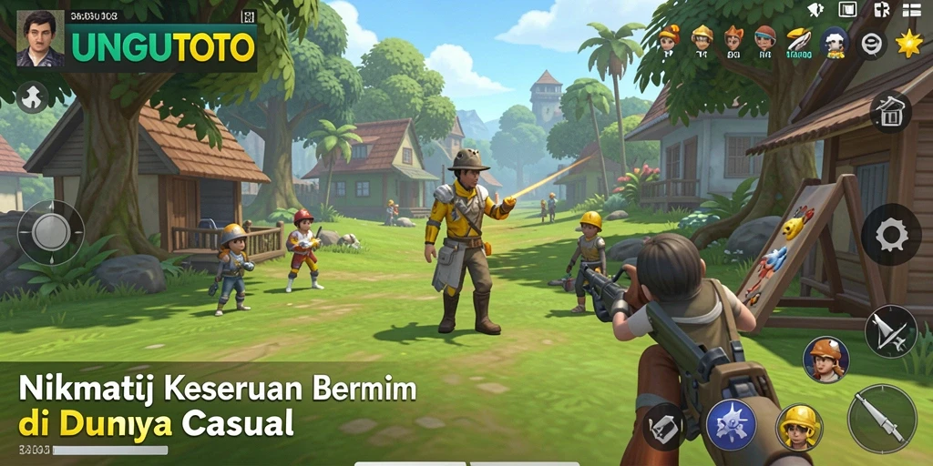 Tampilan gameplay menarik dari UNGUTOTO dengan karakter lucu dan level menantang.